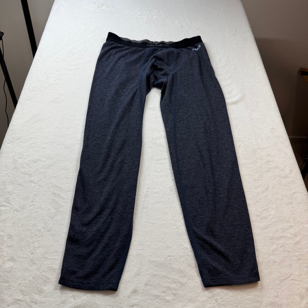Carhartt Force Base Layer Pants Mens Large Navy Blue Good Wool Blend Thermal